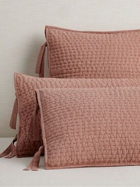 Pottery Barn Pickstitch King Pillow Sham Cotton Linen BRICK GREAT Condition